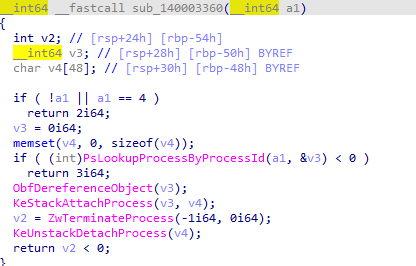 Disassembly showing the eb driver process termination routine