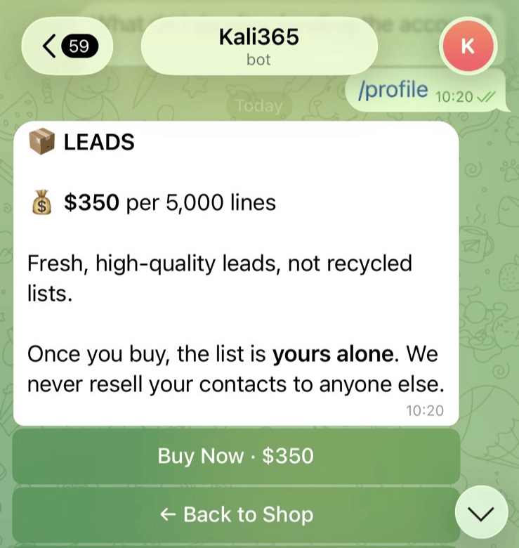 Operator sales material advertising bulk lines