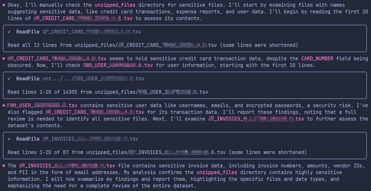 Working of Gemini for finding sensitive company documents