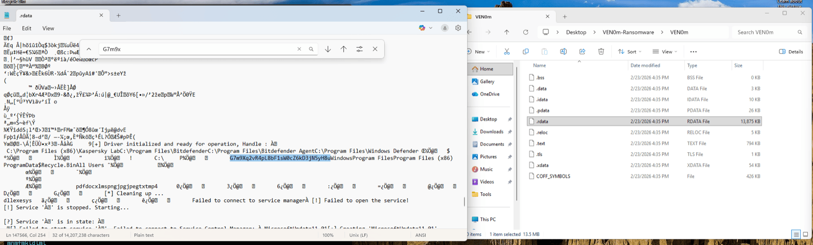 Figure 15: PE .rdata section viewed in a text editor