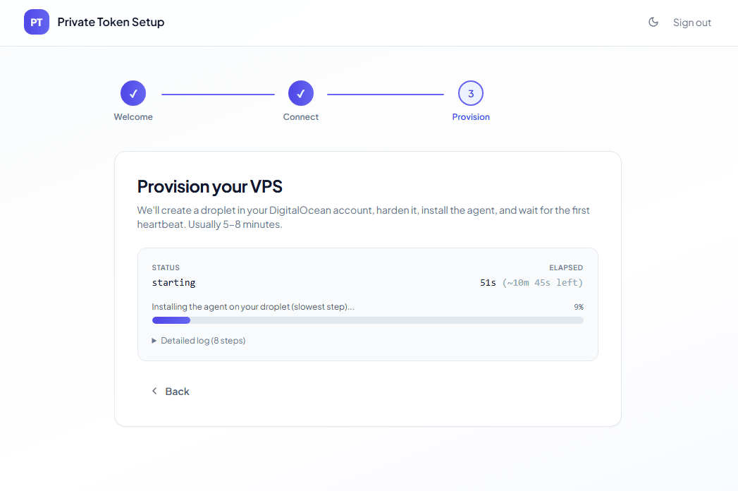 Kali365 web UI infrastructure deployment selection