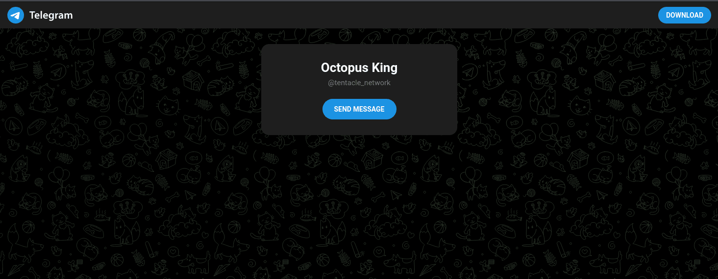 Telegram contact with Octopus King providing panel-access and onboarding context