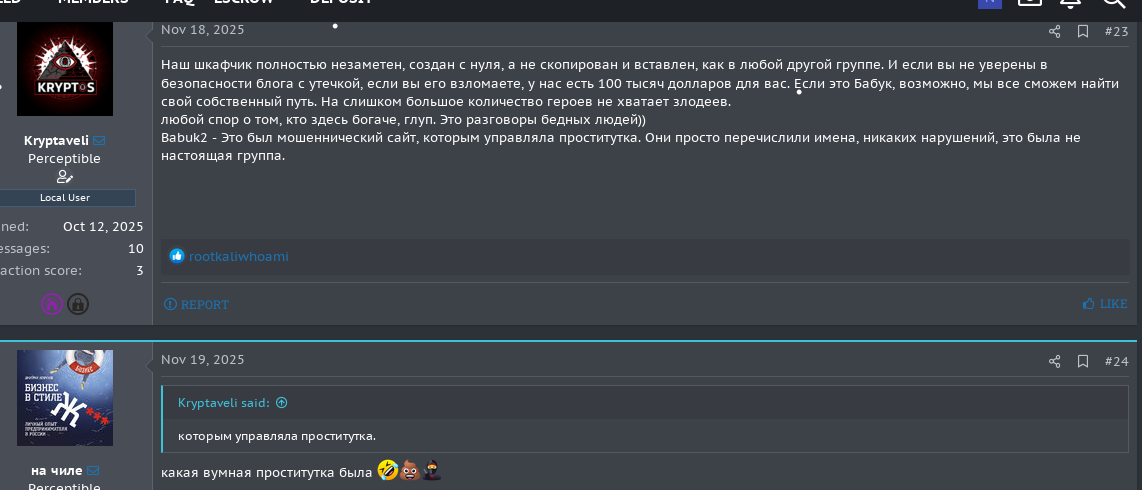 Ransomware affiliates discussing a RaaS service