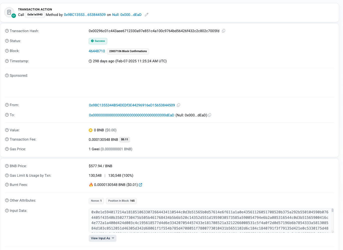 First XCTDH transaction on BSC